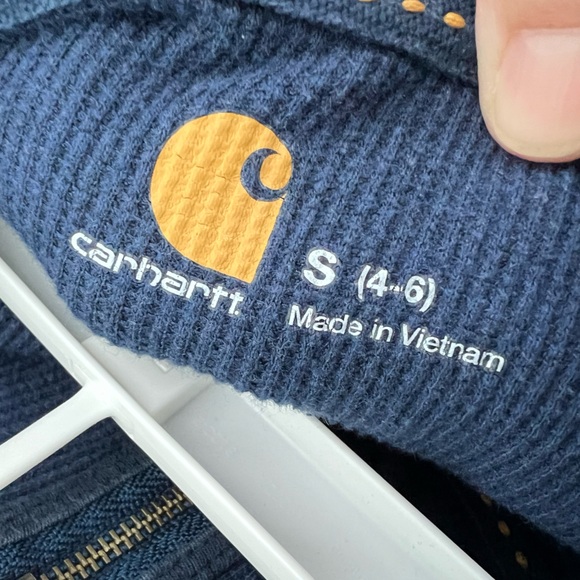 Carhartt blue henley zip up hooded sweatshirt Women’s size S - Picture 6 of 7